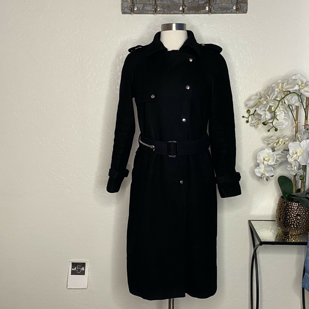 Sandro Paris 36 Black Wool Belted trench coat